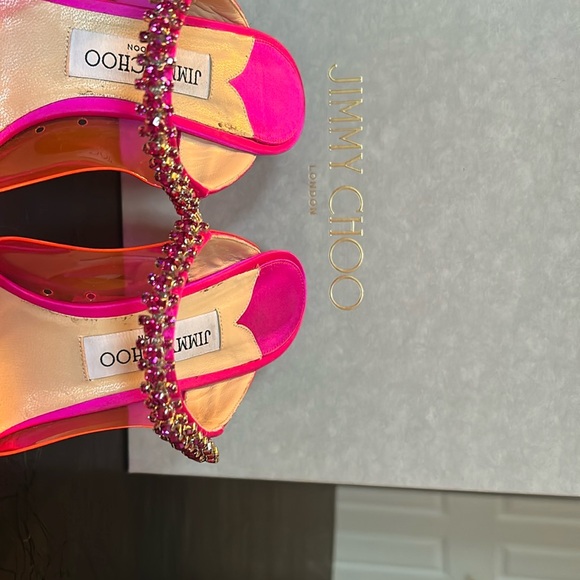 Jimmy Choo Pink Crystal Embellished Heels - Picture 3 of 5